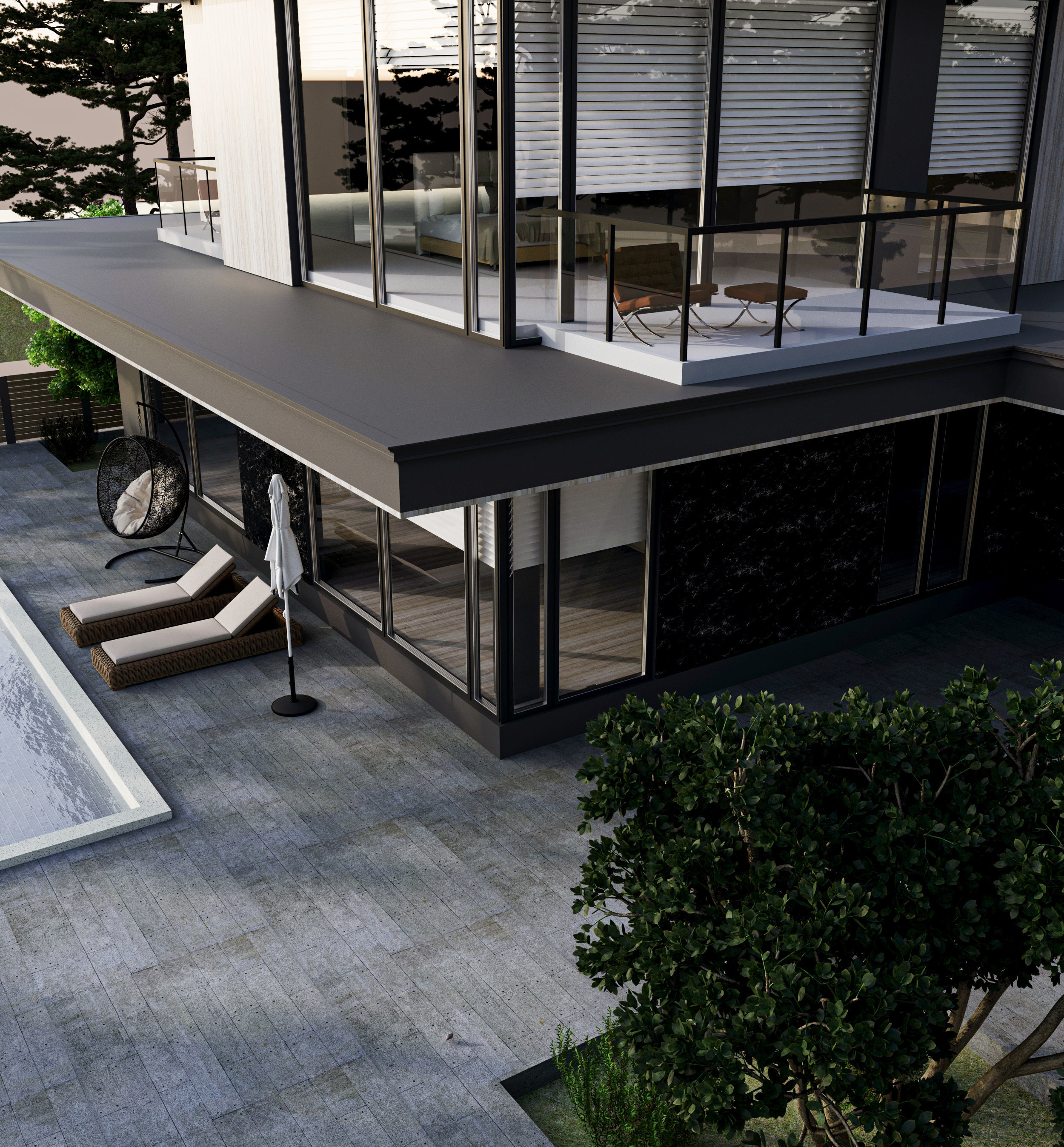dark villa design  3D model_9