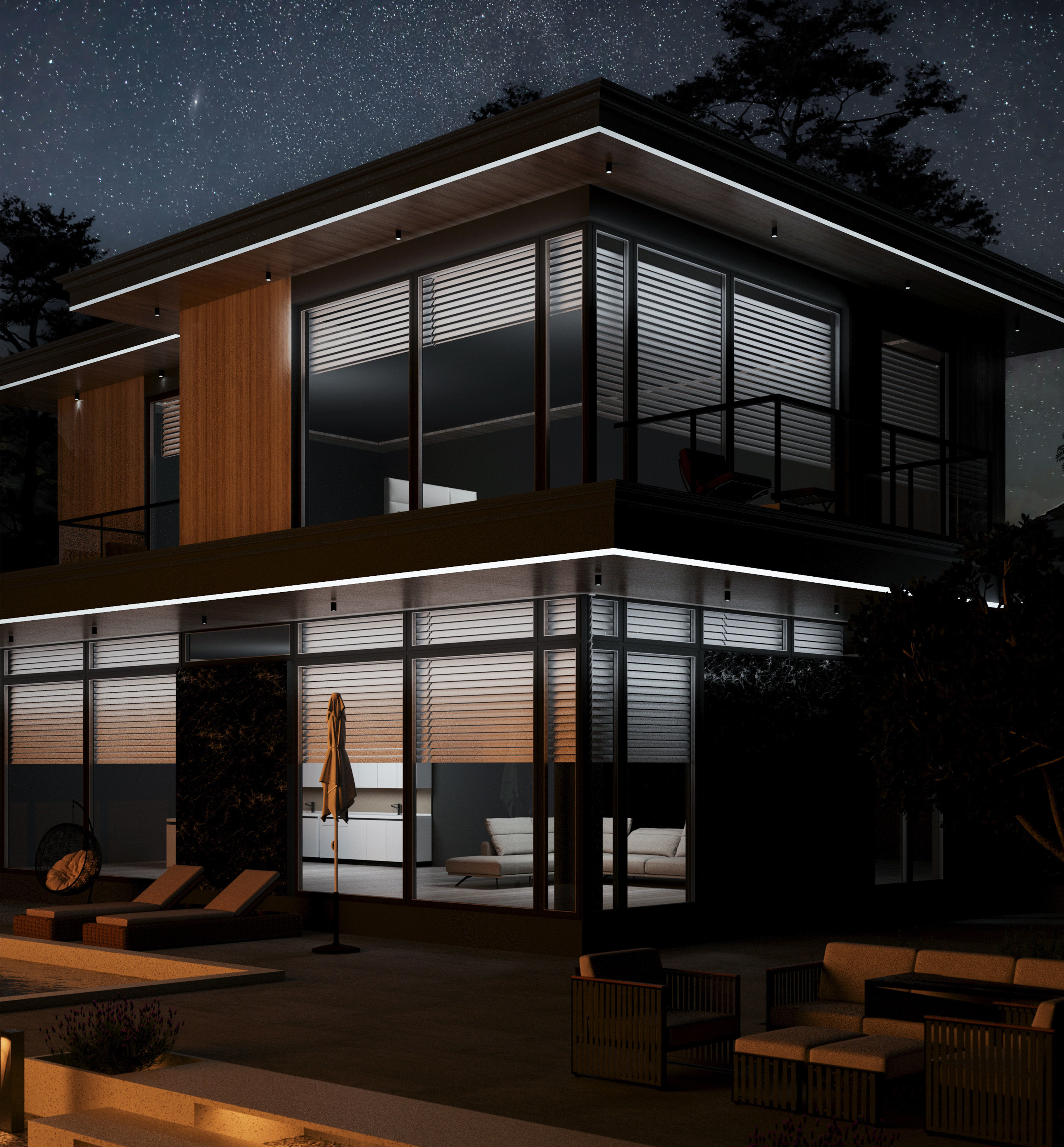 dark villa design  3D model_10