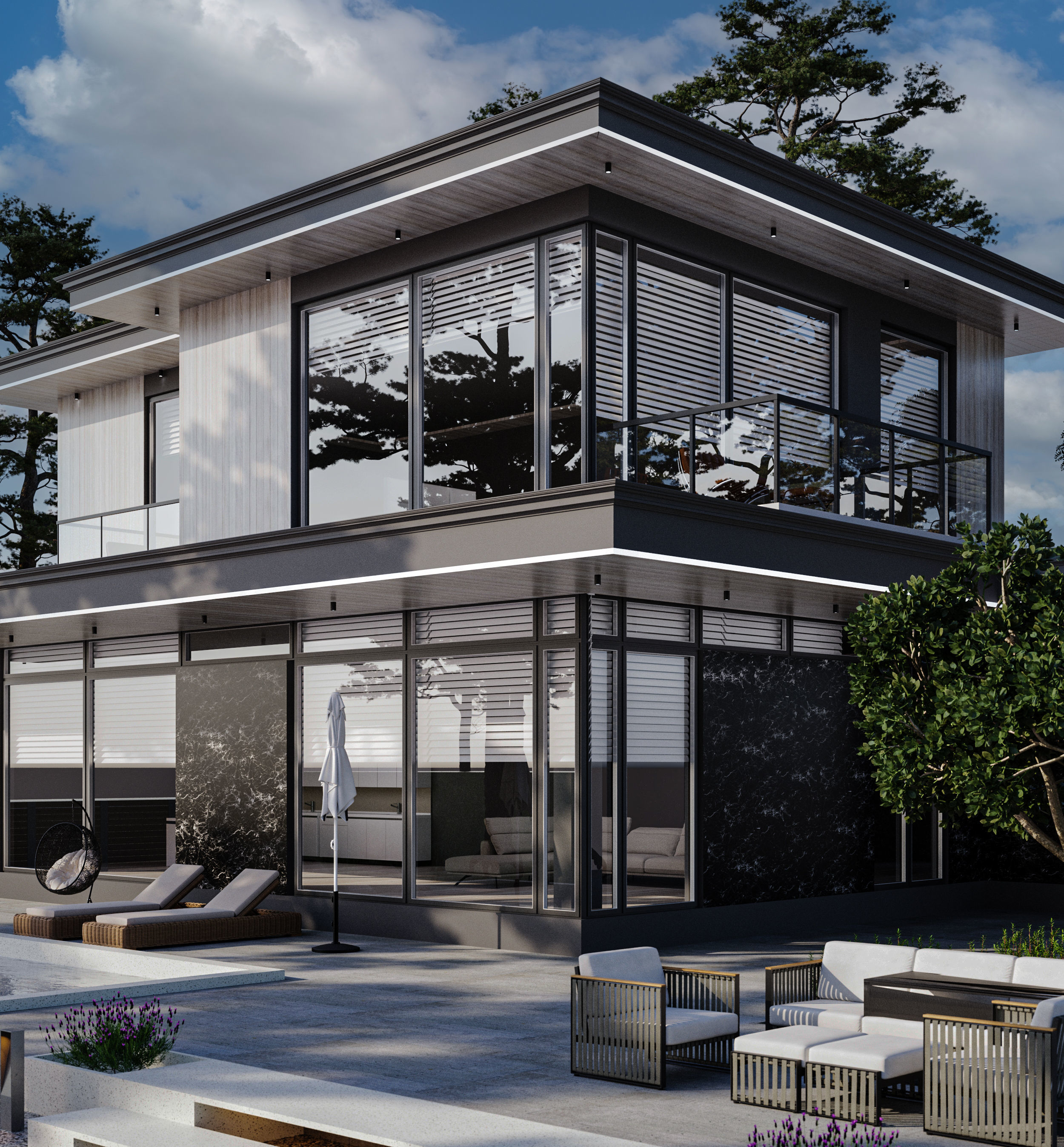 dark villa design  3D model_5