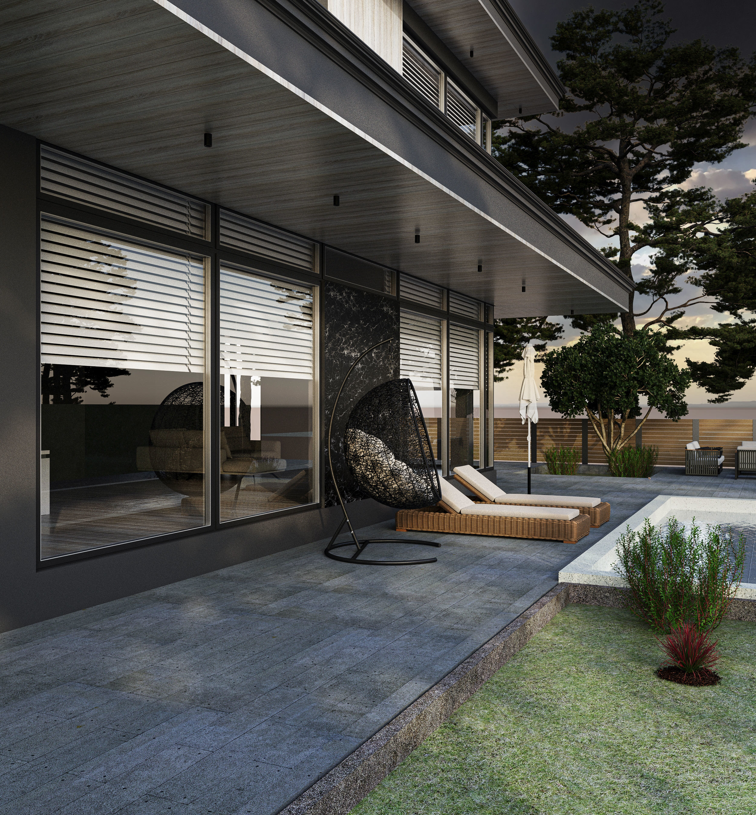 dark villa design  3D model_2