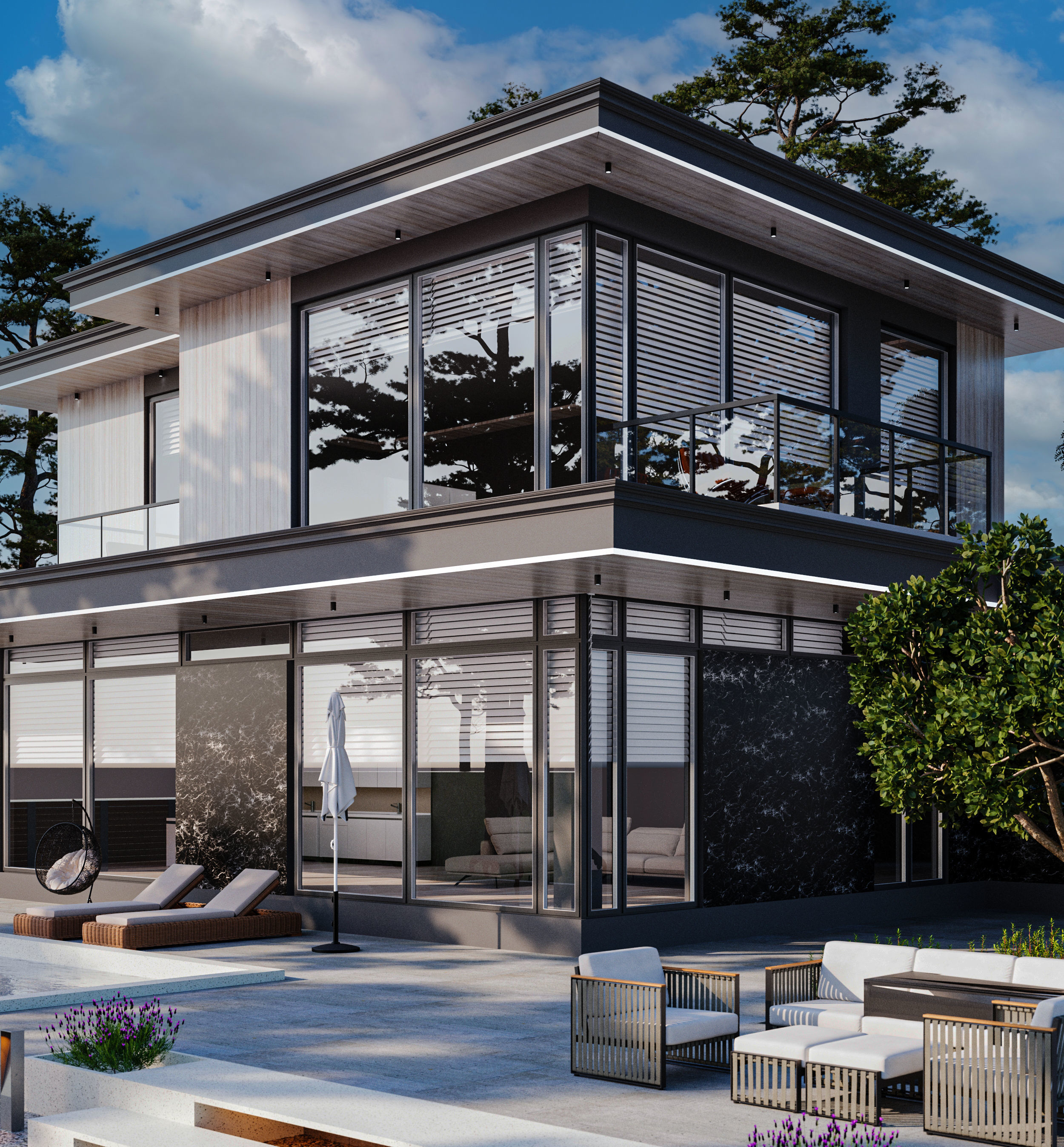 dark villa design  3D model_6