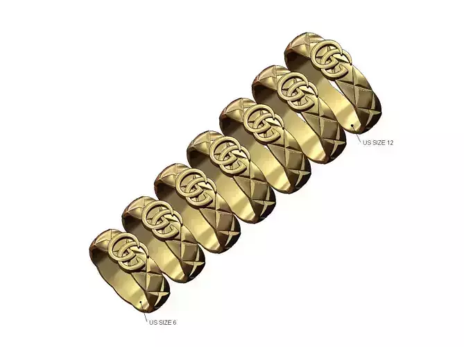 GG fashion brand cross stitch engraving band US sizes 6to12