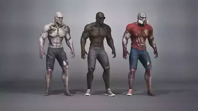 Muscle Zombie Summer Low-poly 3D model