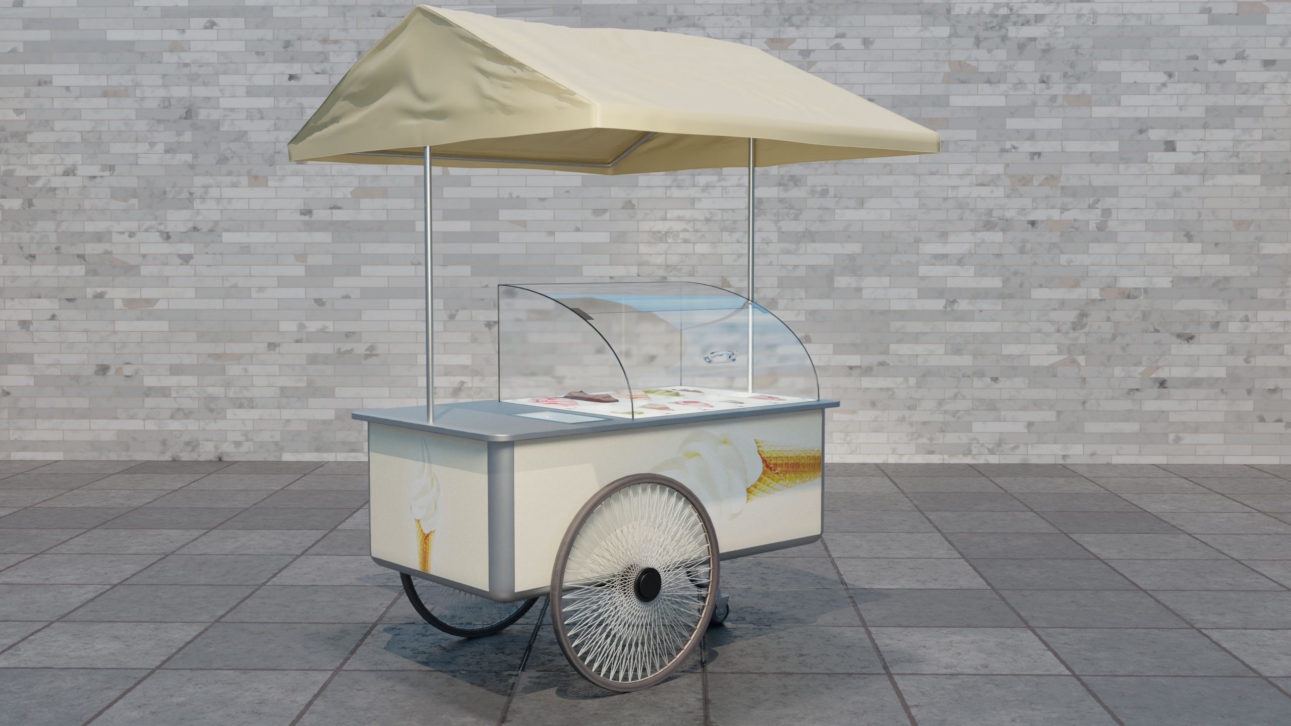 Icecreamcart Low-poly 3D model_6