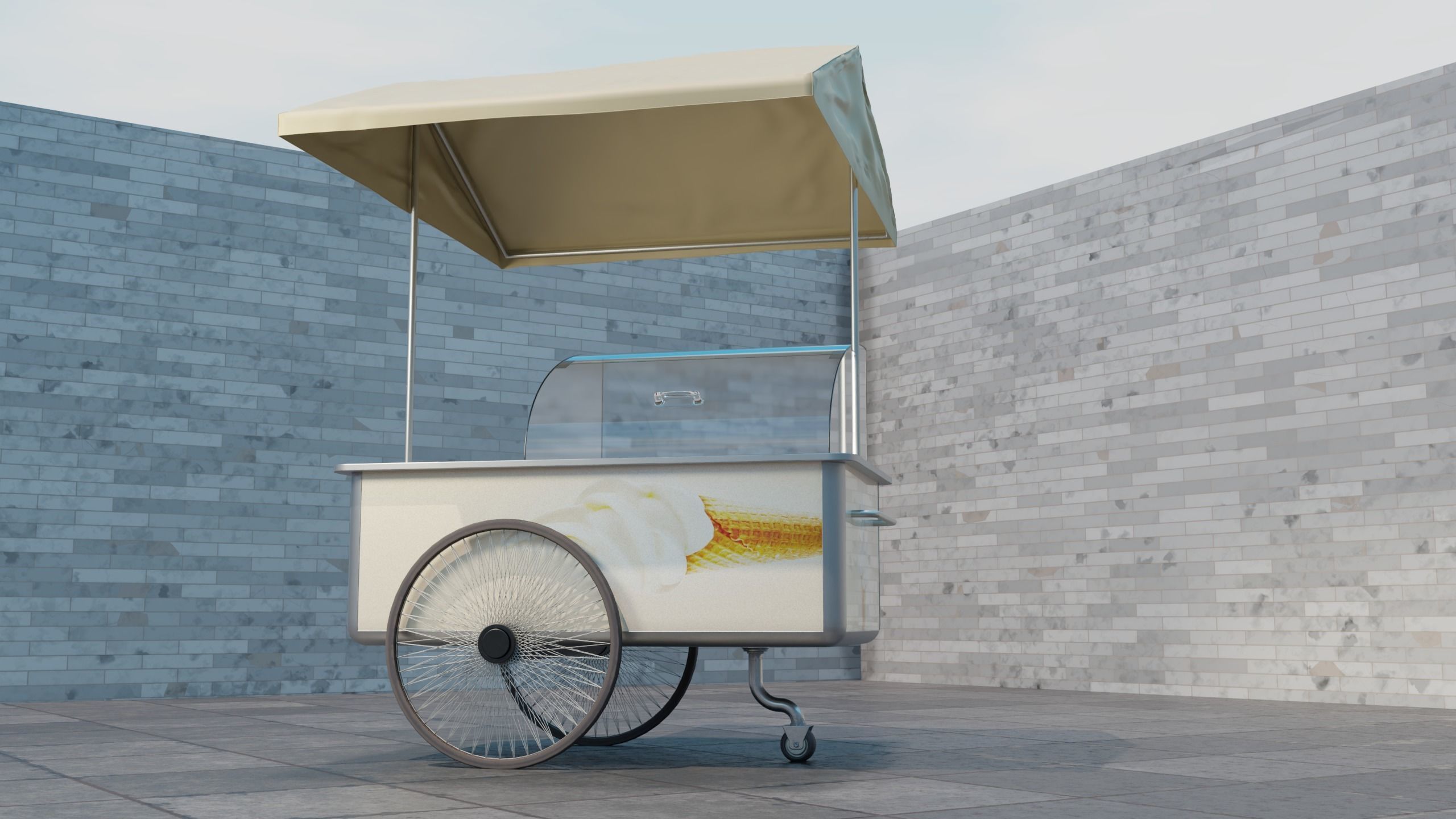 Icecreamcart Low-poly 3D model_2