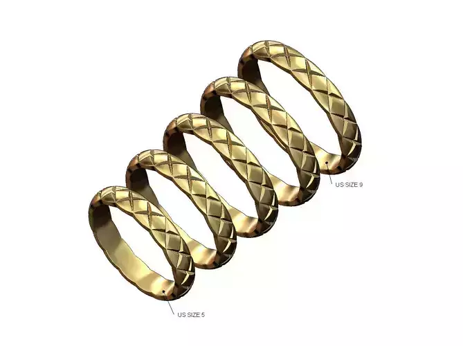 Thin fashion brand cross stitch engraving band US sizes 5to9