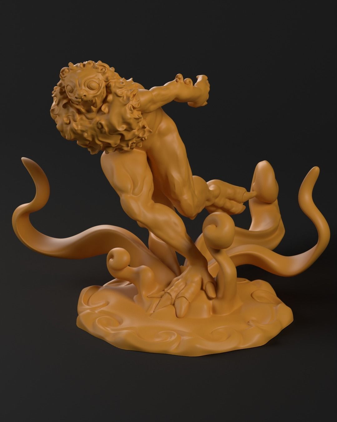 LION RUNNING SCULPTURE Free 3D print model_1