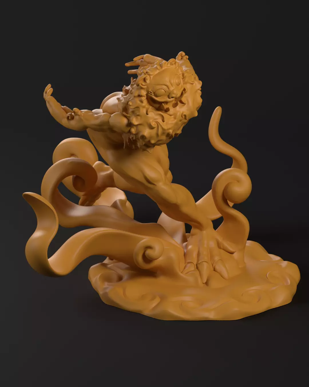 LION RUNNING SCULPTURE Free 3D print model_0