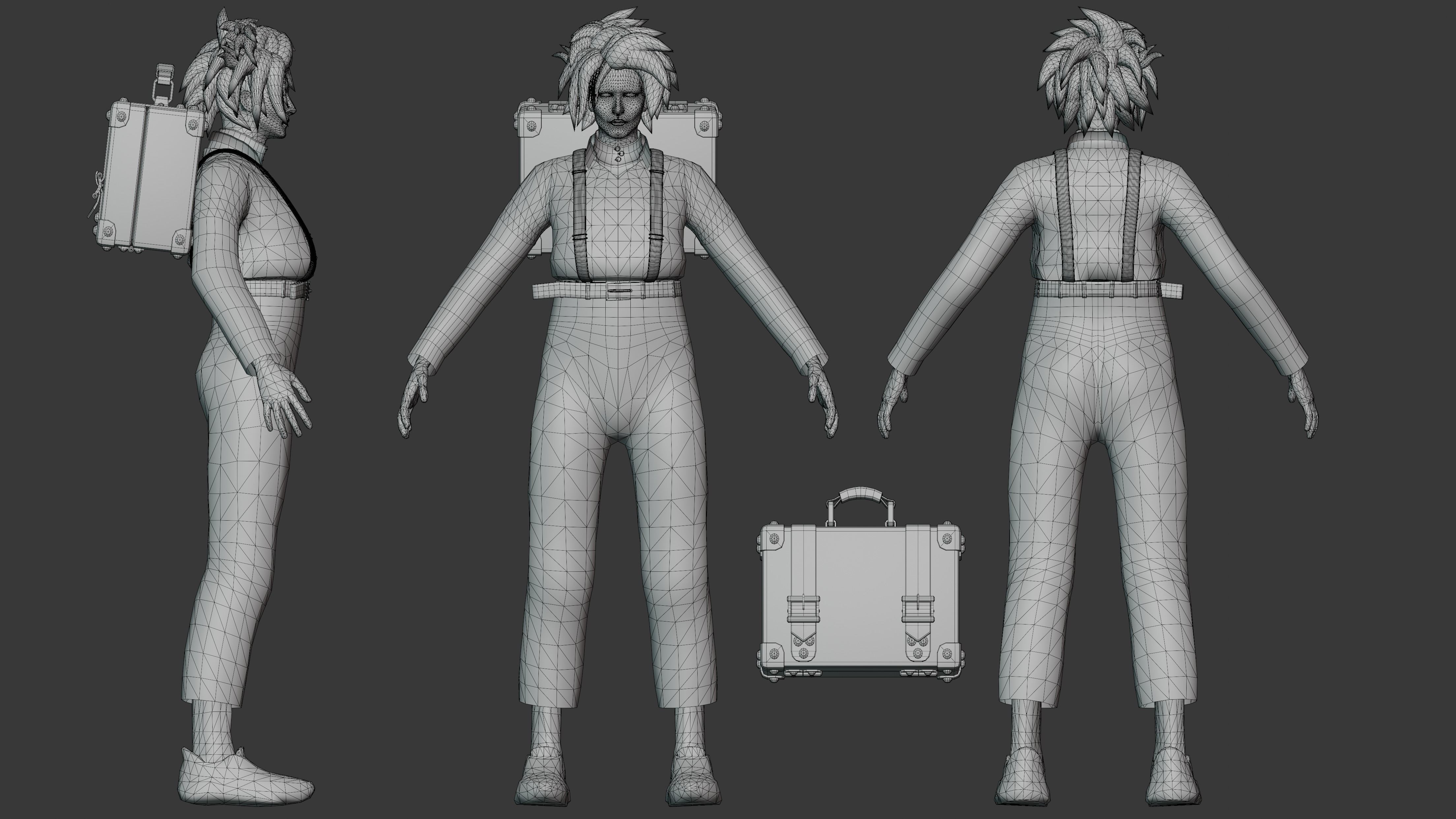 The Suitcase Girl 3D Character Model For Animation Rigged Low-poly 3D model_5