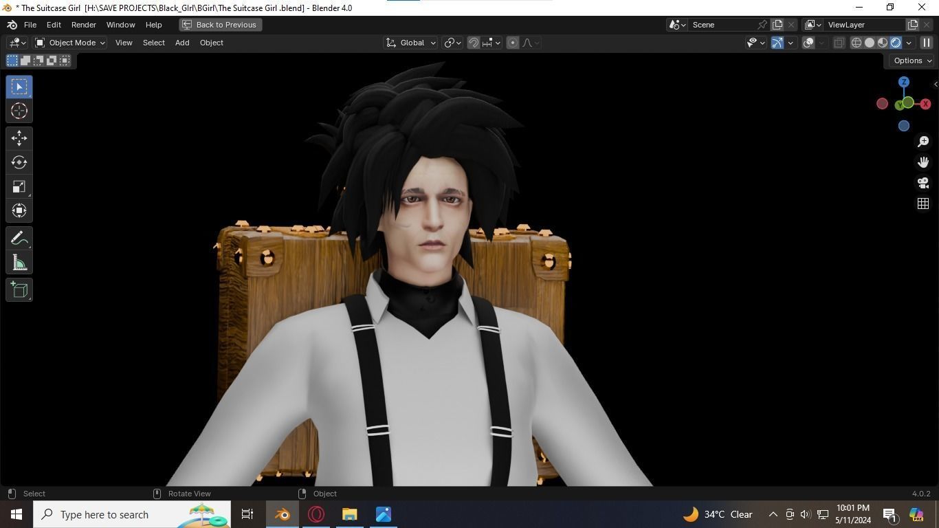 The Suitcase Girl 3D Character Model For Animation Rigged Low-poly 3D model_2