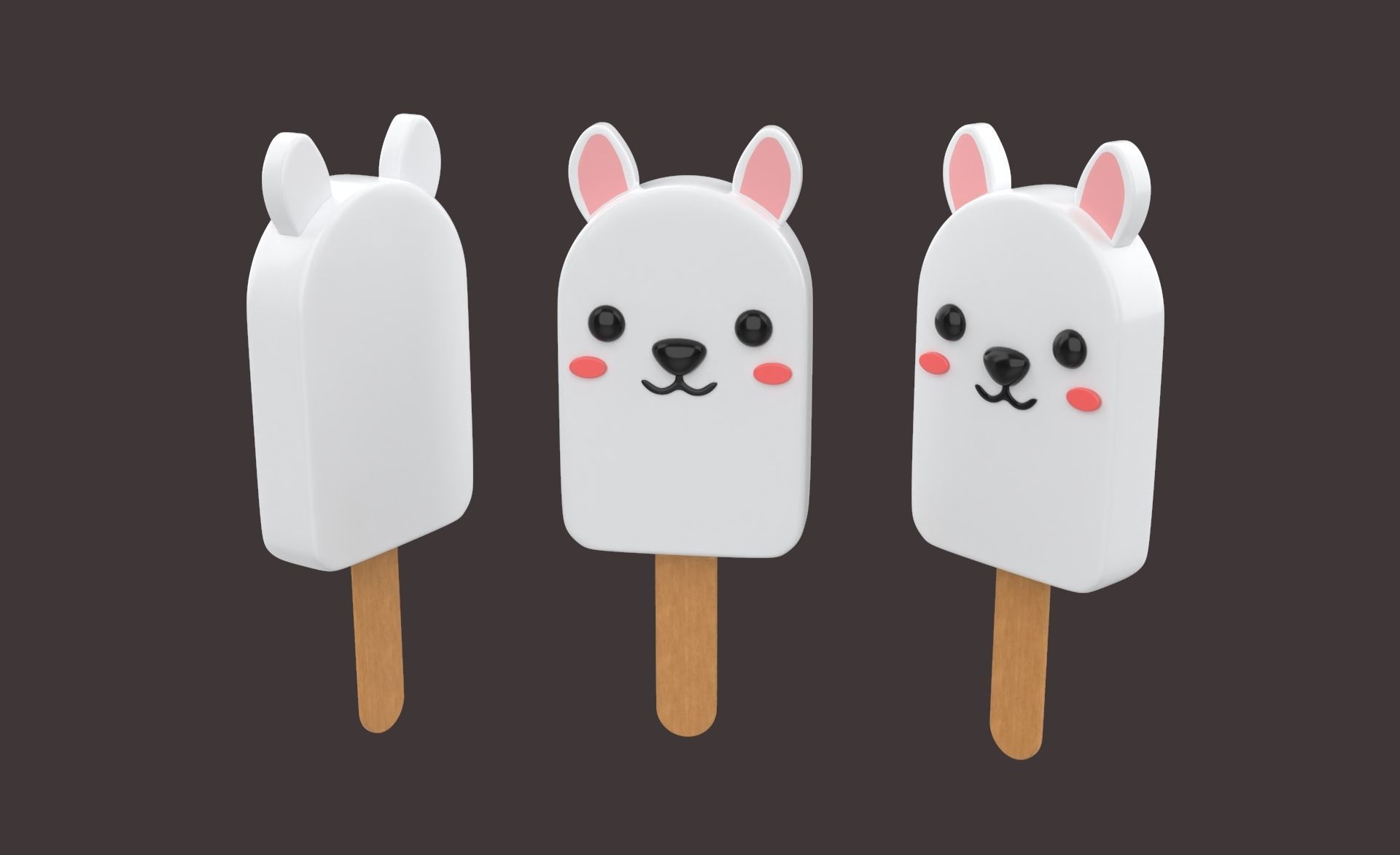 Cartoon Sheep Ice Cream Cute Low-poly 3D model_8