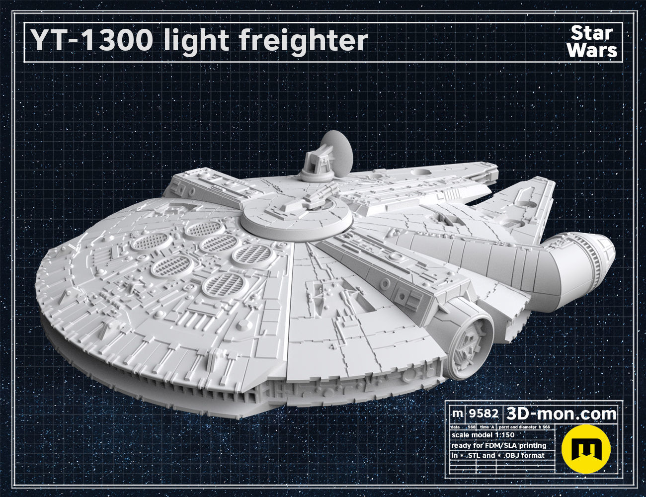 YT-1300 light freighter 3D print model_9