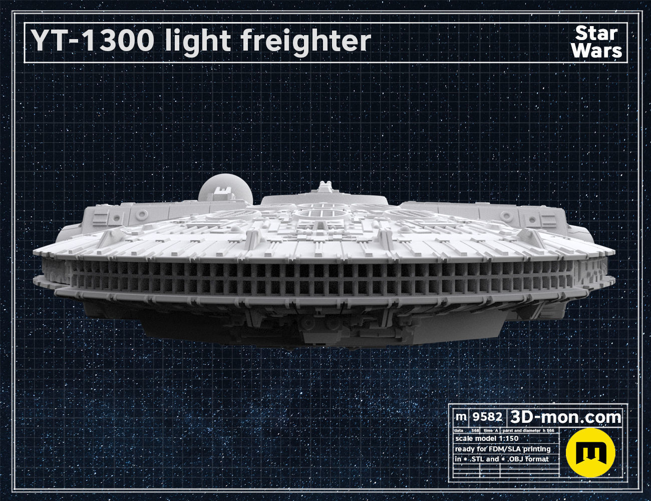 YT-1300 light freighter 3D print model_6