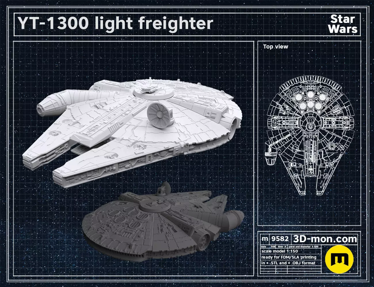 YT-1300 light freighter 3D print model_0
