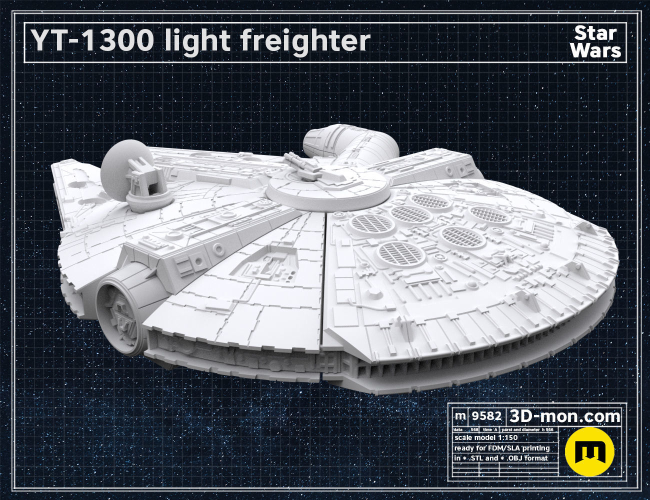 YT-1300 light freighter 3D print model_8