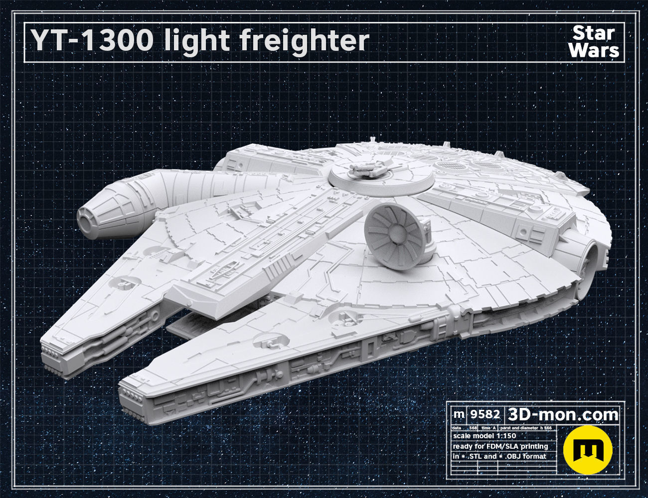 YT-1300 light freighter 3D print model_2