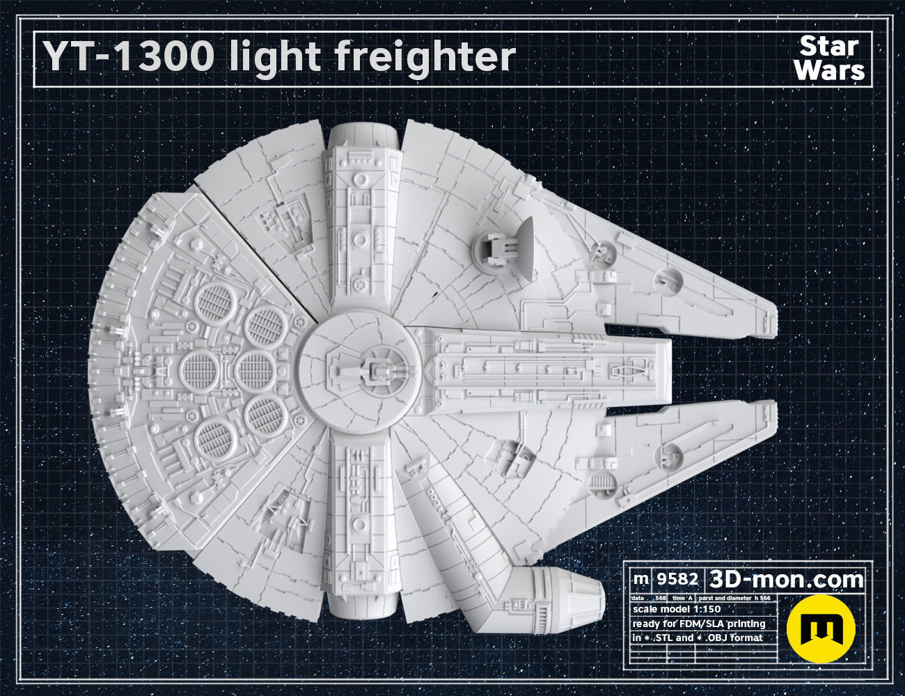 YT-1300 light freighter 3D print model_4