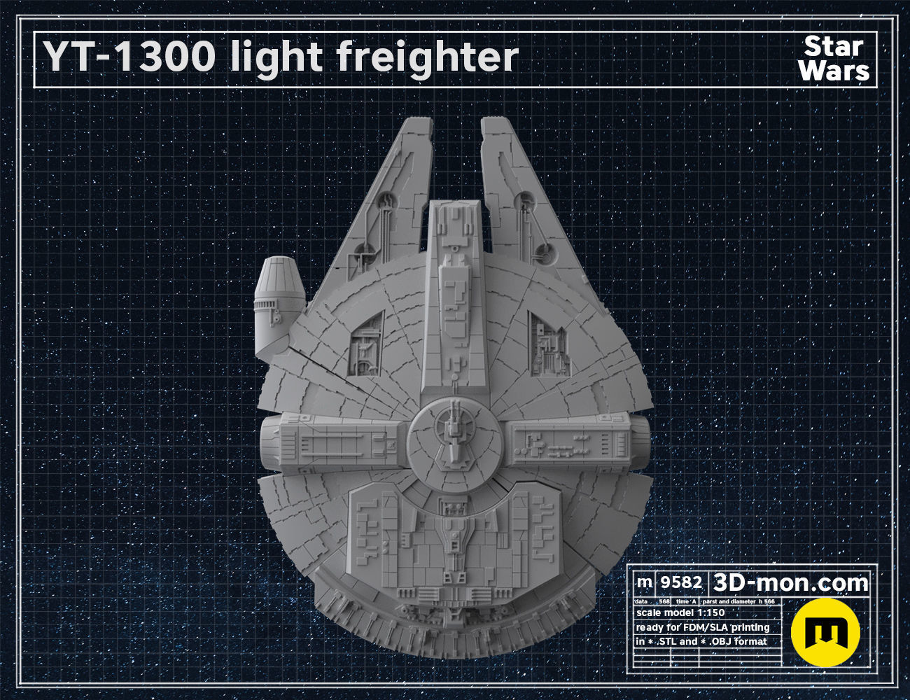 YT-1300 light freighter 3D print model_7