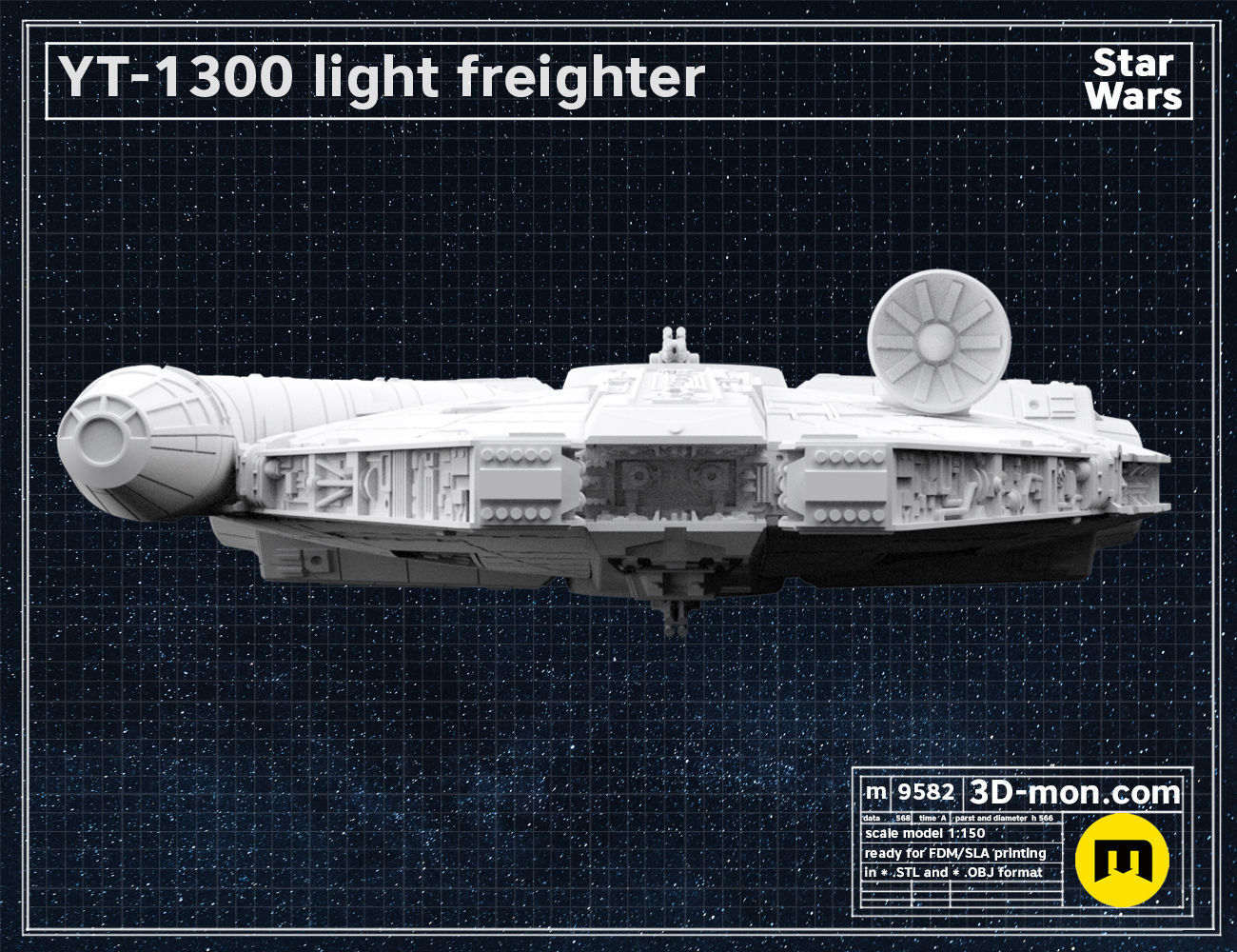 YT-1300 light freighter 3D print model_3