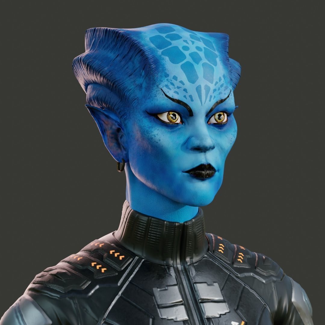 Game ready scifi character female Low-poly 3D model_7