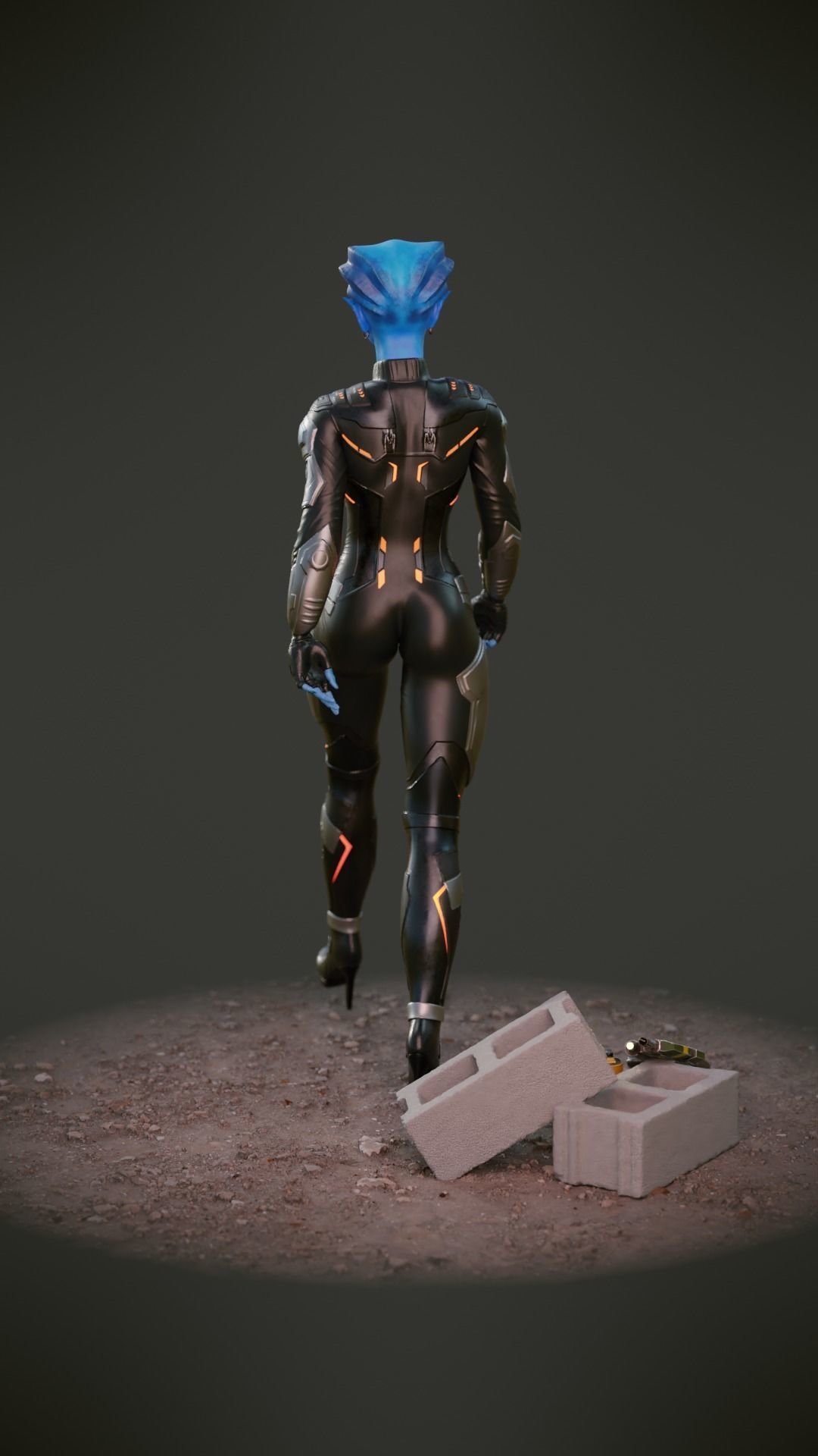 Game ready scifi character female Low-poly 3D model_20