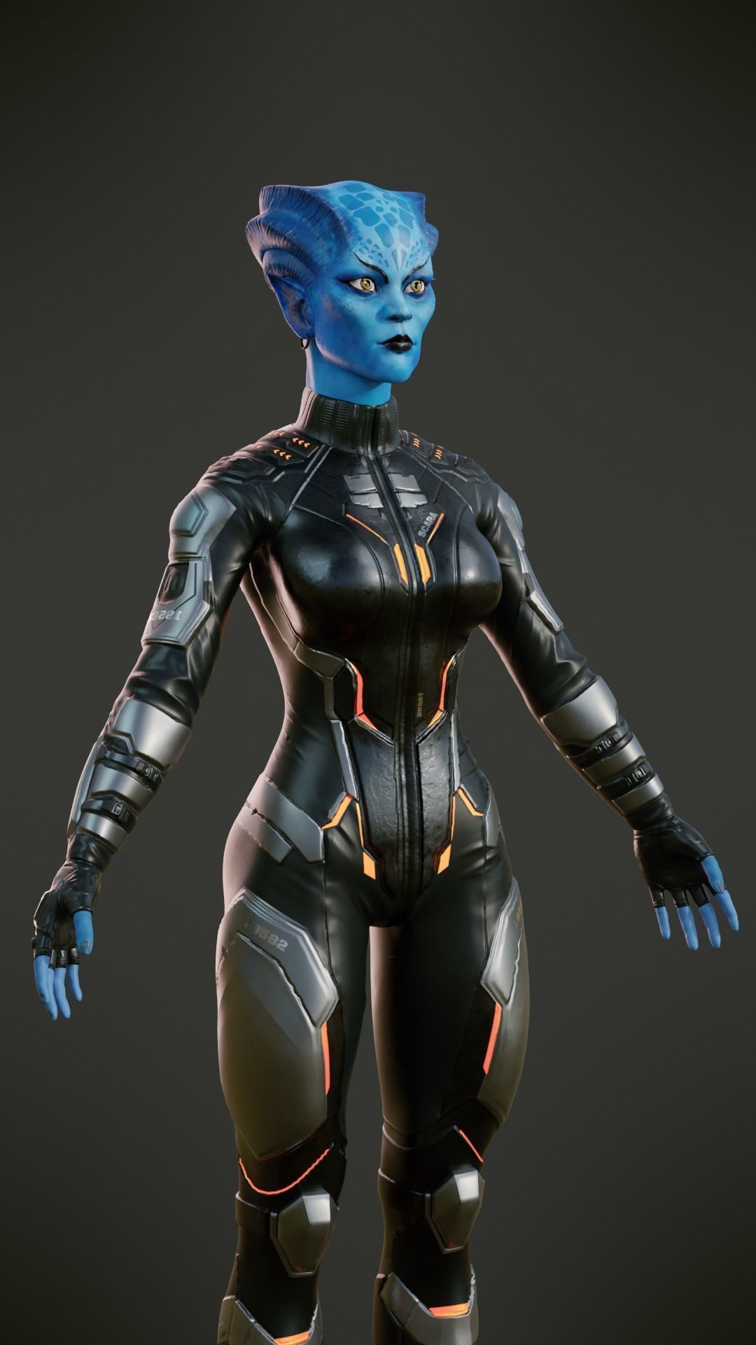 Game ready scifi character female Low-poly 3D model_9
