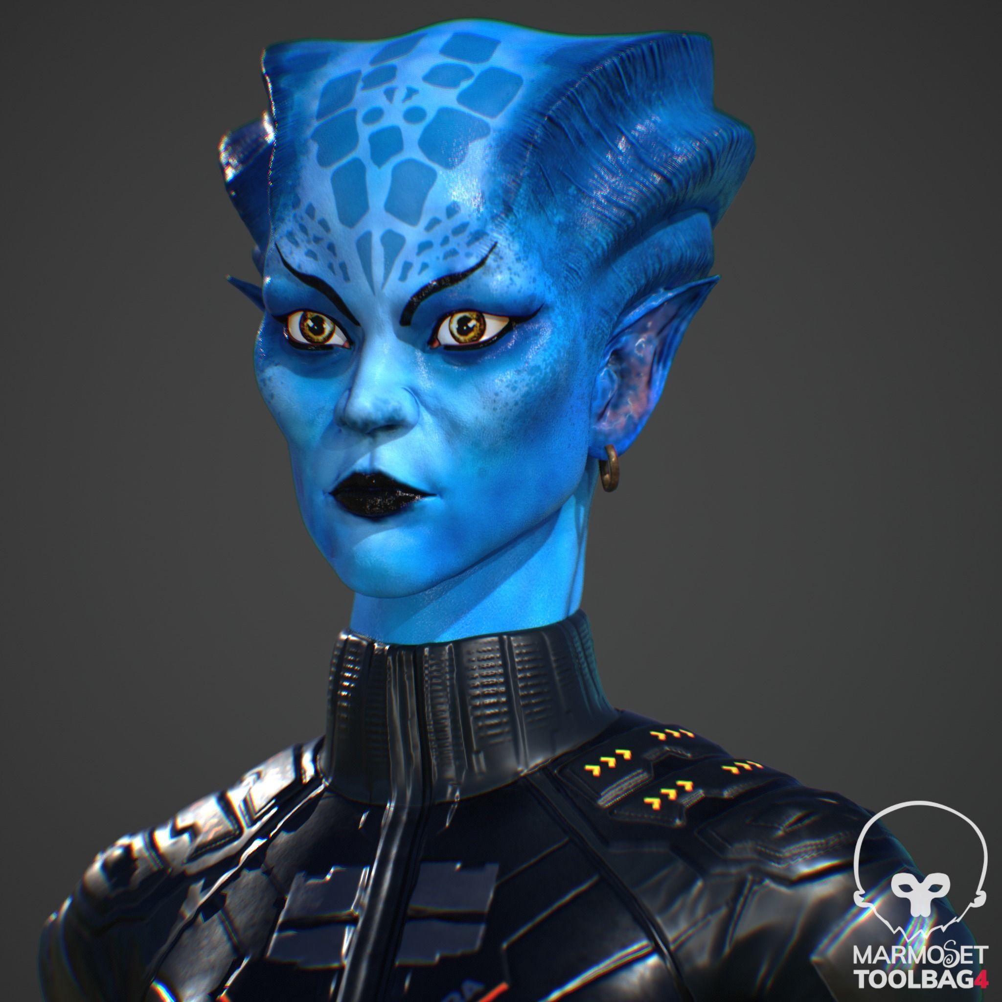 Game ready scifi character female Low-poly 3D model_6