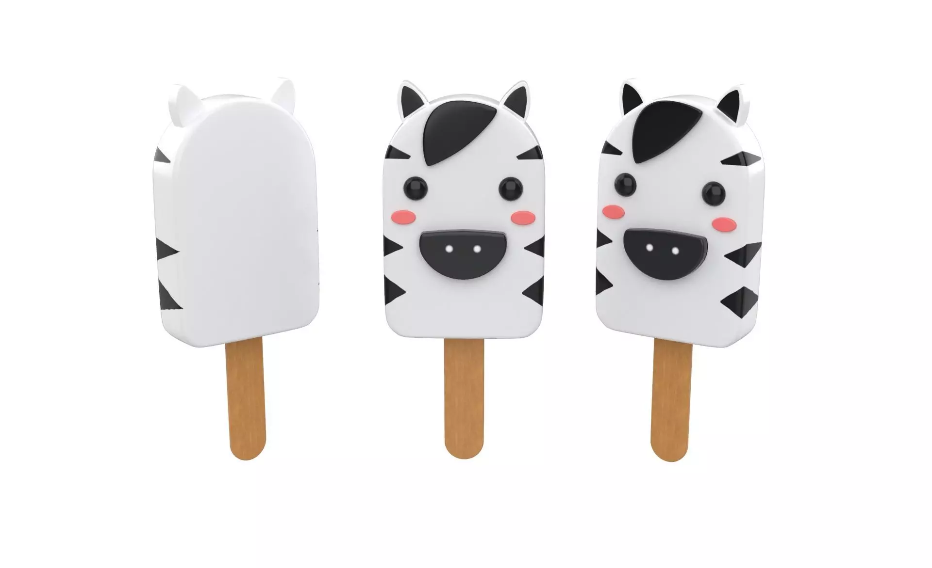 Cartoon Zebra Ice Cream Cute Low-poly 3D model_0