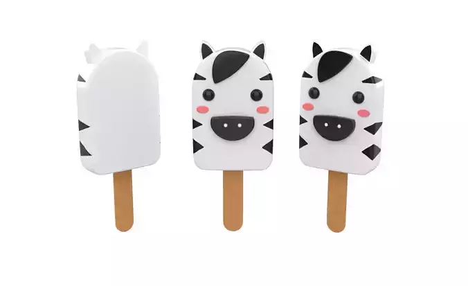 Cartoon Zebra Ice Cream Cute Low-poly 3D model