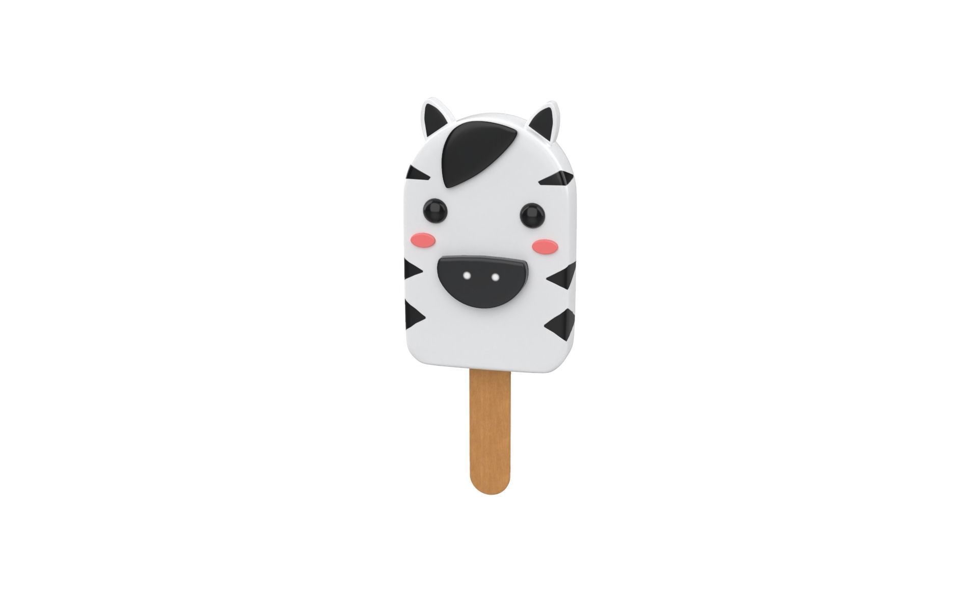 Cartoon Zebra Ice Cream Cute Low-poly 3D model_1
