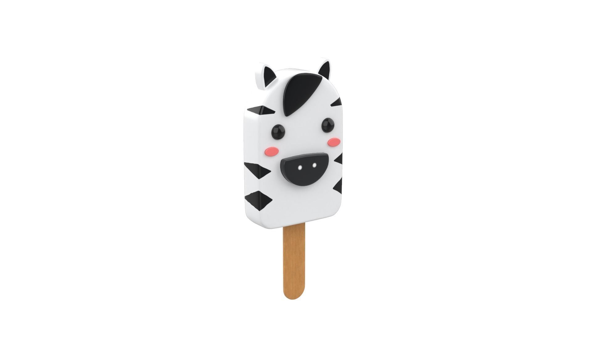 Cartoon Zebra Ice Cream Cute Low-poly 3D model_17