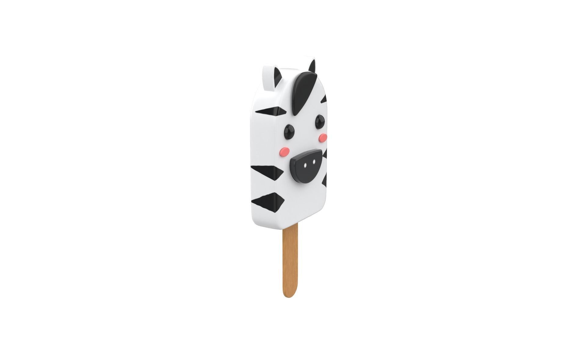 Cartoon Zebra Ice Cream Cute Low-poly 3D model_16