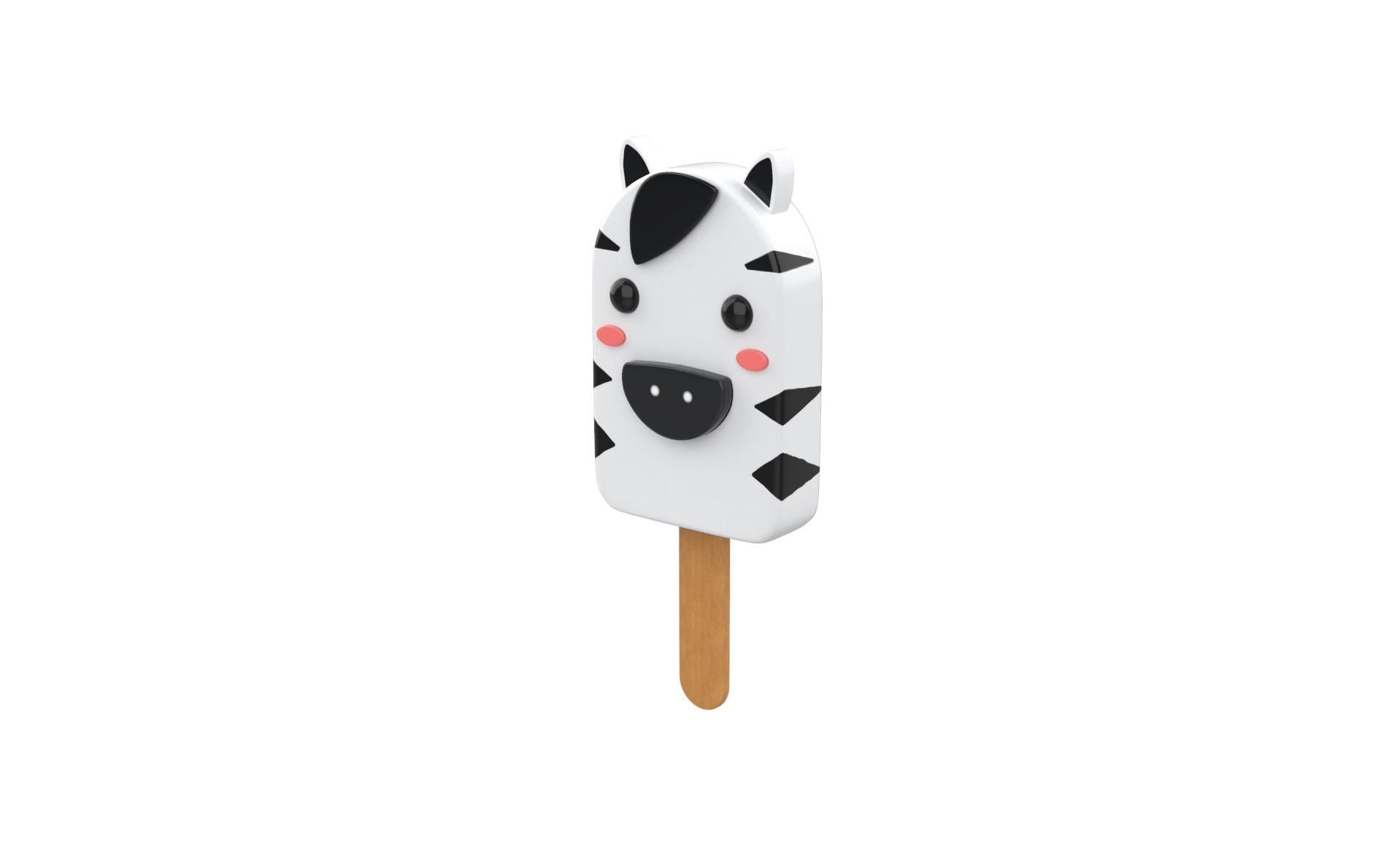 Cartoon Zebra Ice Cream Cute Low-poly 3D model_2