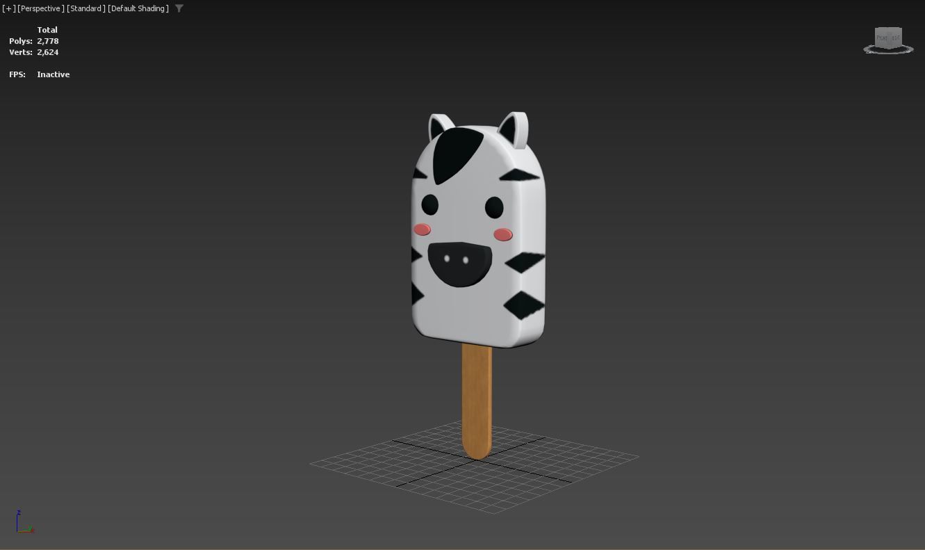 Cartoon Zebra Ice Cream Cute Low-poly 3D model_7