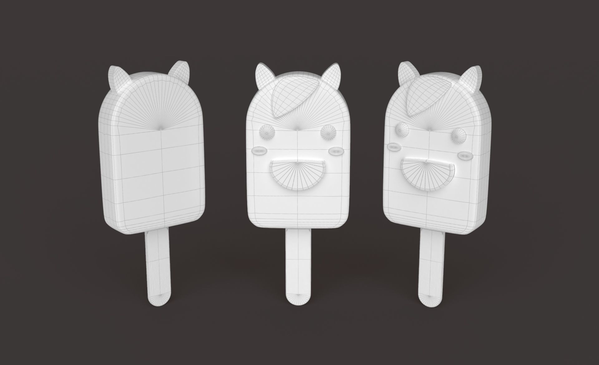 Cartoon Zebra Ice Cream Cute Low-poly 3D model_9