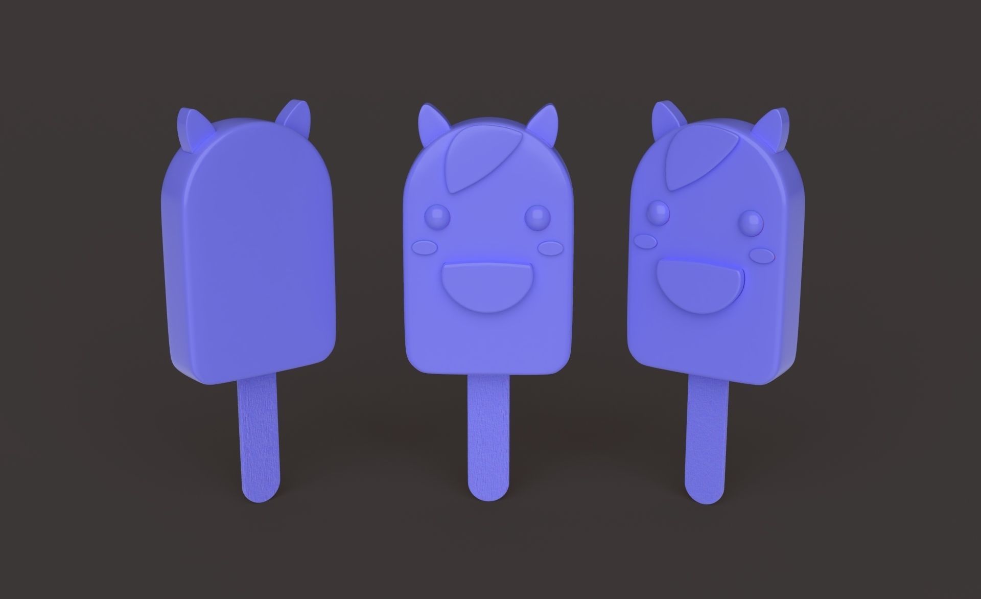 Cartoon Zebra Ice Cream Cute Low-poly 3D model_20