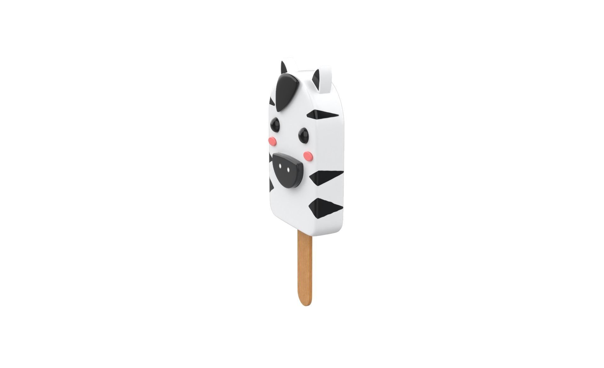 Cartoon Zebra Ice Cream Cute Low-poly 3D model_3