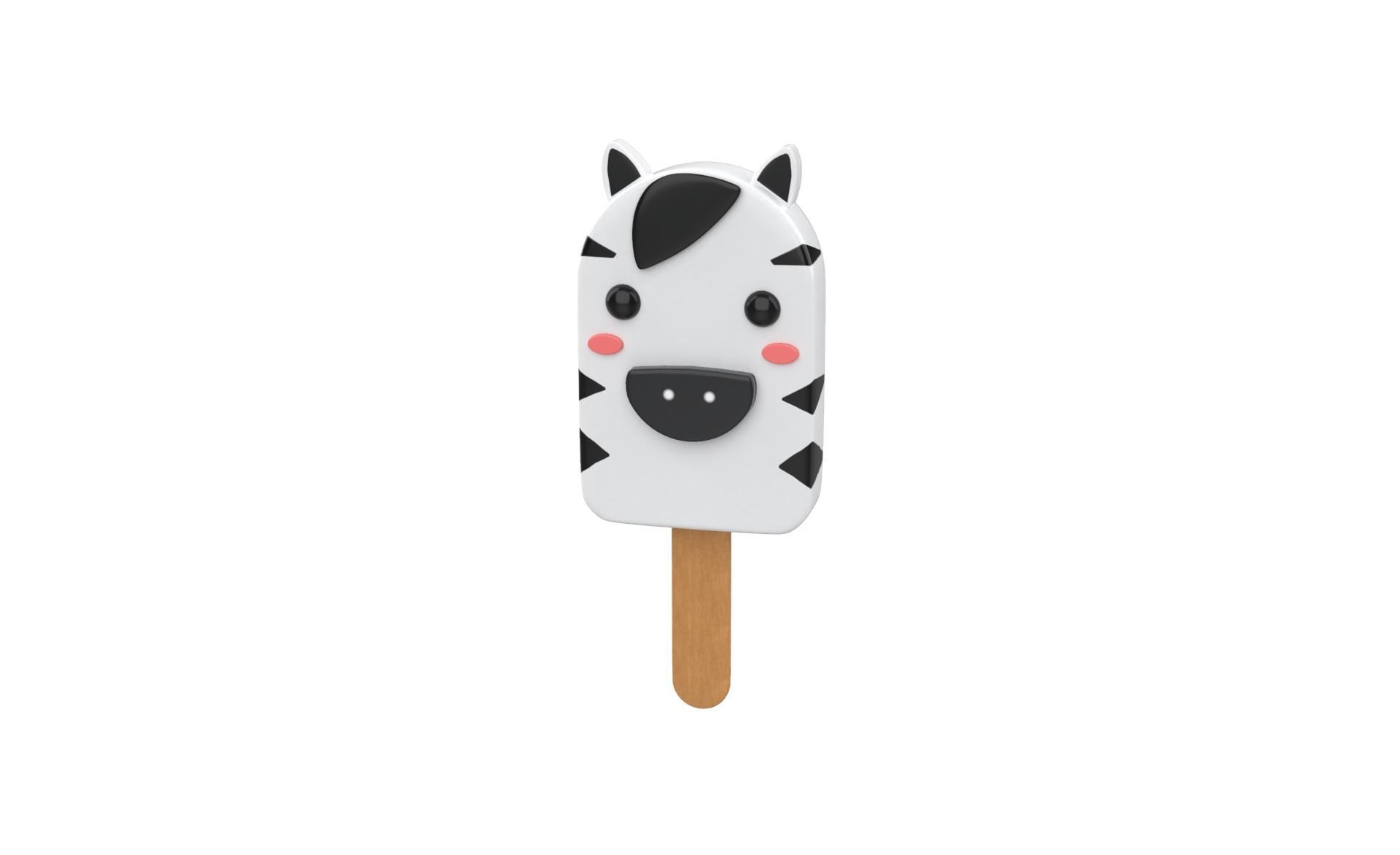 Cartoon Zebra Ice Cream Cute Low-poly 3D model_19