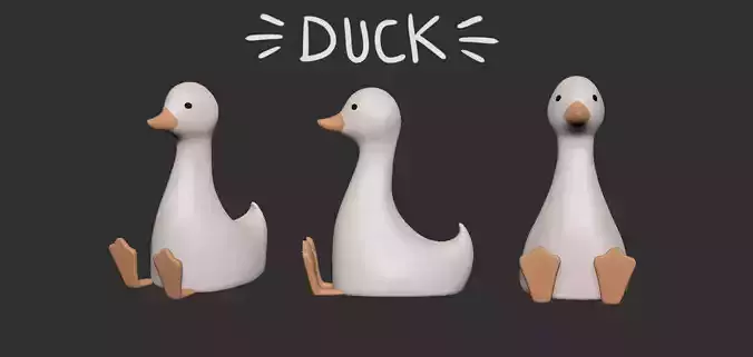 Silly Duck - Low poly Cartoon Model Low-poly 3D model