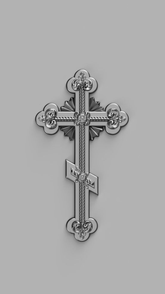 Cross with decoration 3D print model_1