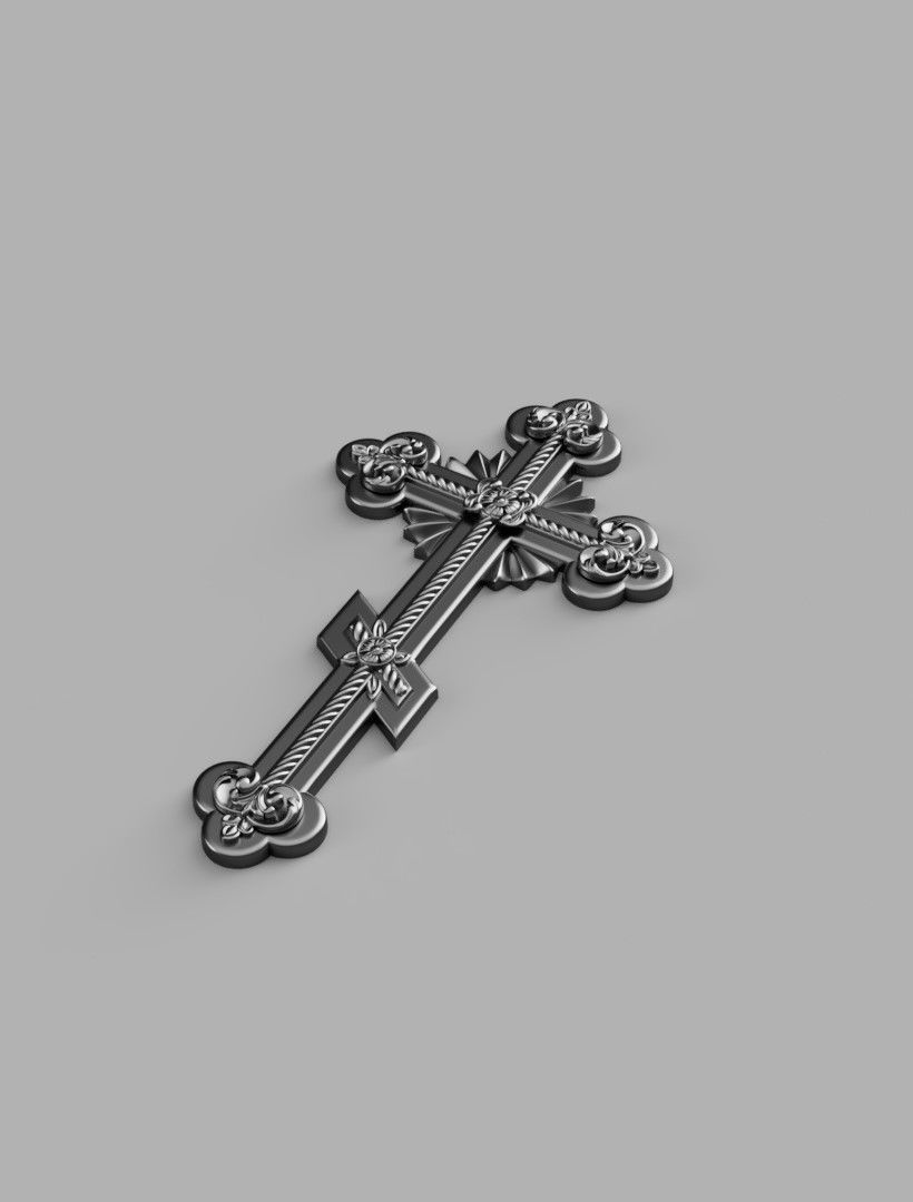 Cross with decoration 3D print model_3