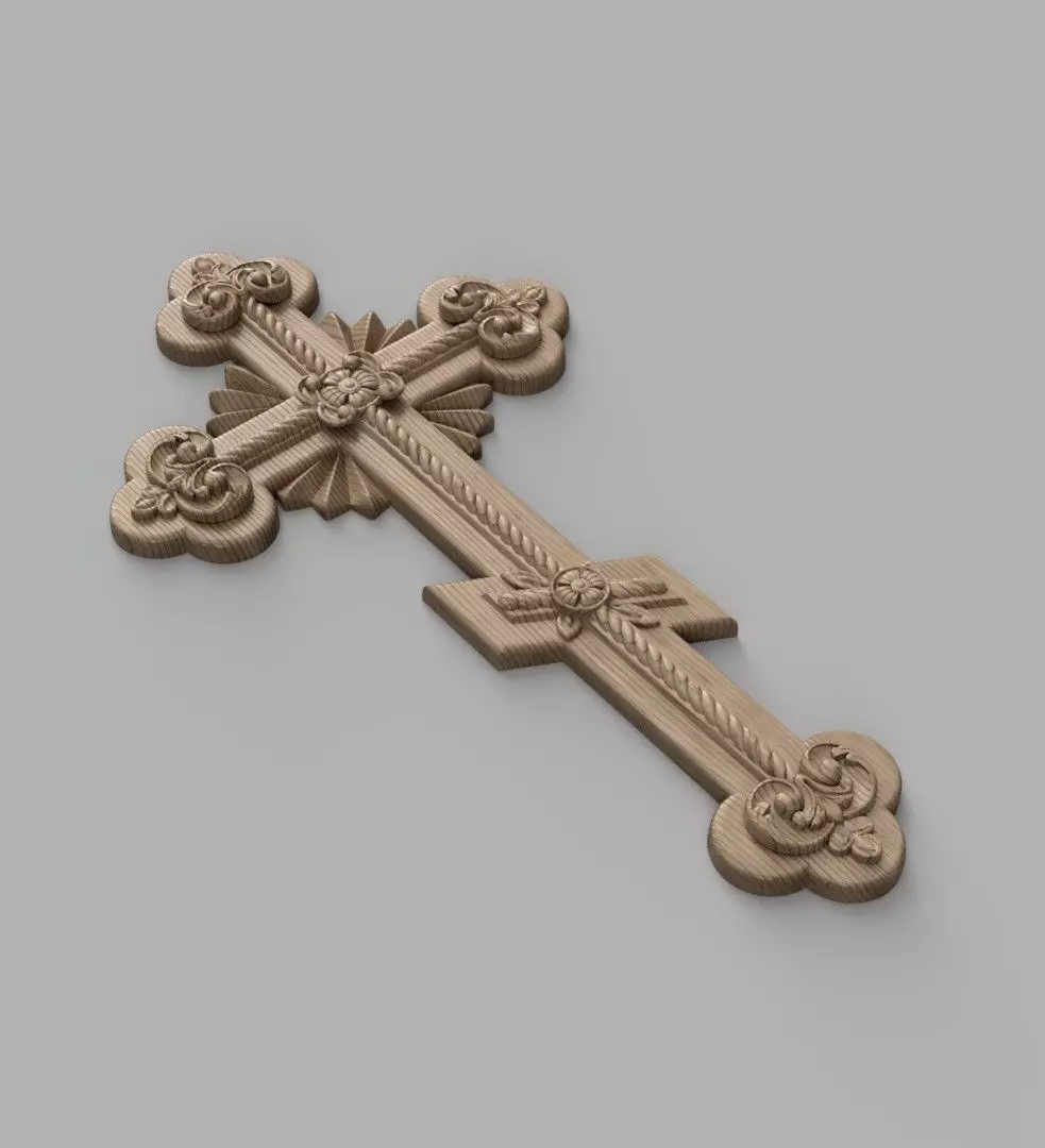 Cross with decoration 3D print model_0