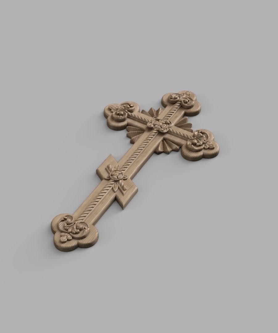 Cross with decoration 3D print model_2