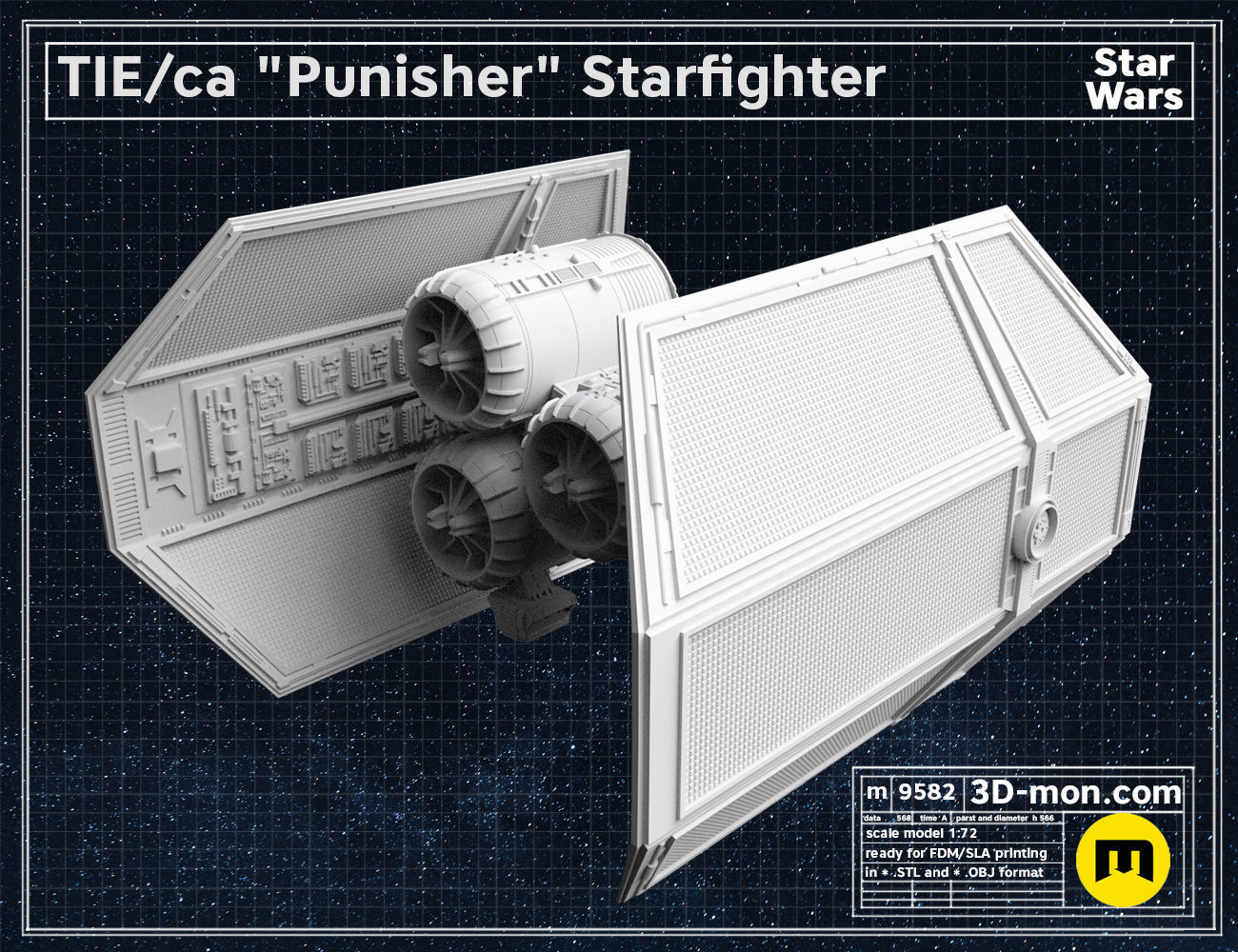 TIE ca Punisher Starfighter 3D print model_7