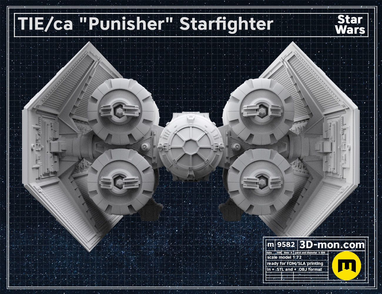 TIE ca Punisher Starfighter 3D print model_3
