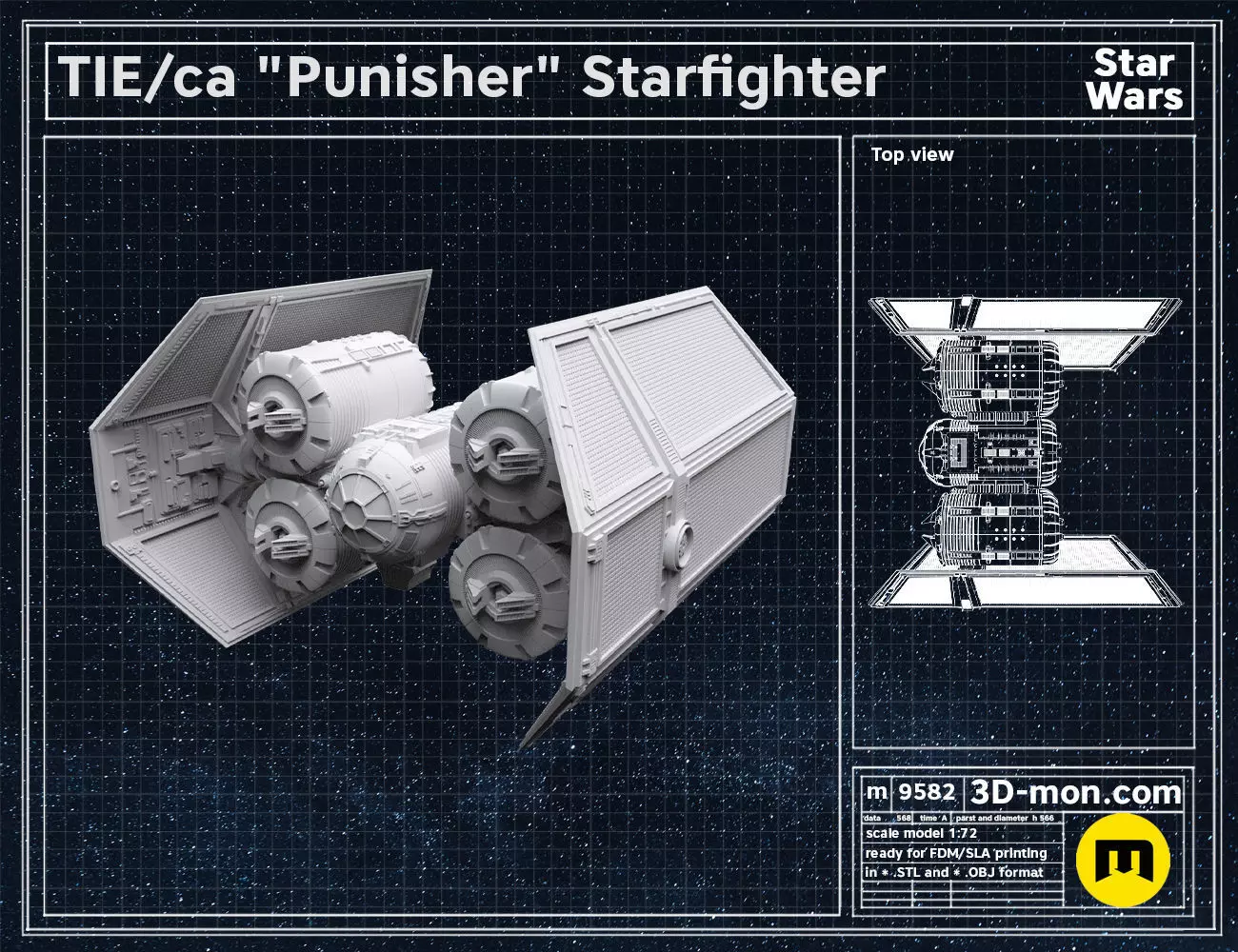 TIE ca Punisher Starfighter 3D print model_0