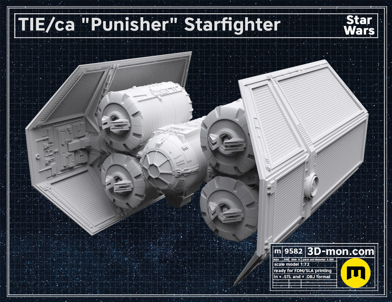 TIE ca Punisher Starfighter 3D print model_2