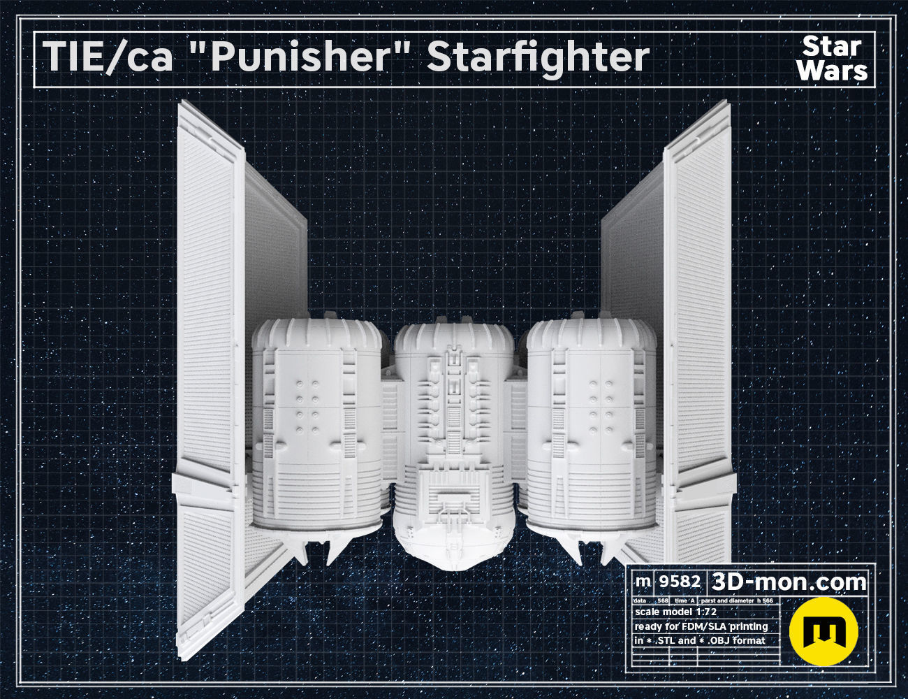 TIE ca Punisher Starfighter 3D print model_4