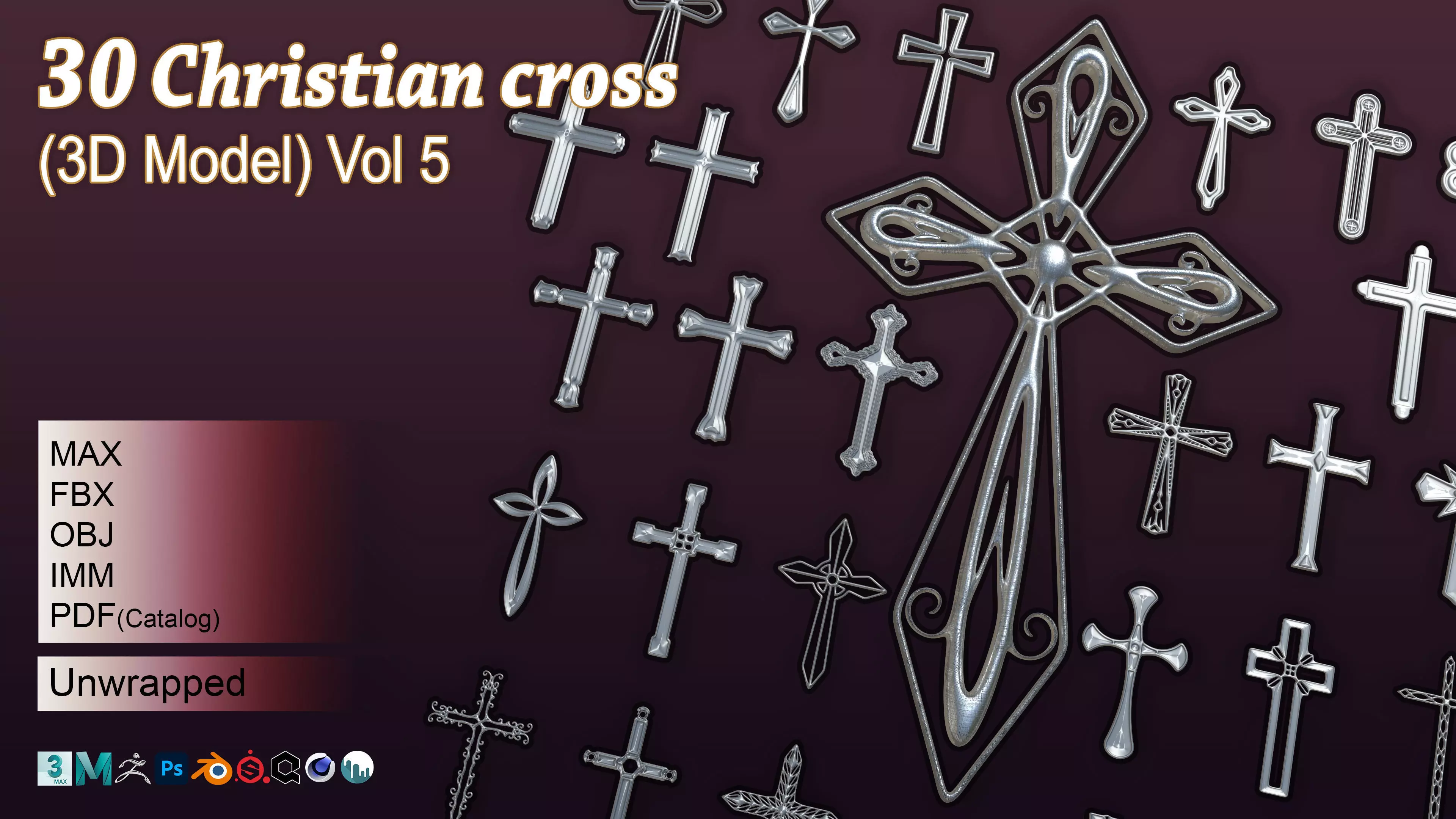 30 Christian cross 3D model Vol 5 3D model_0