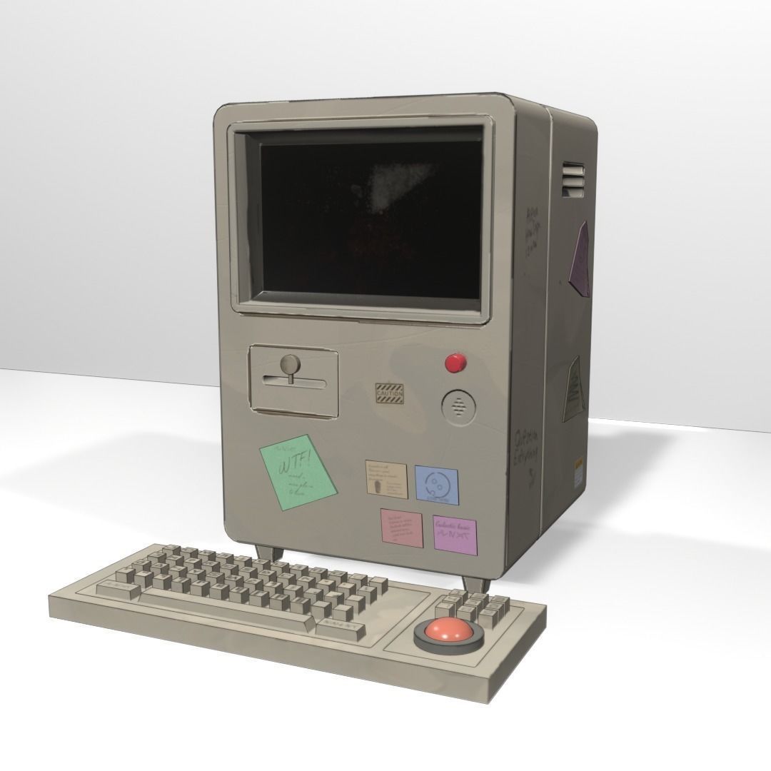 Computer Anime Stylized Low-poly 3D model_2